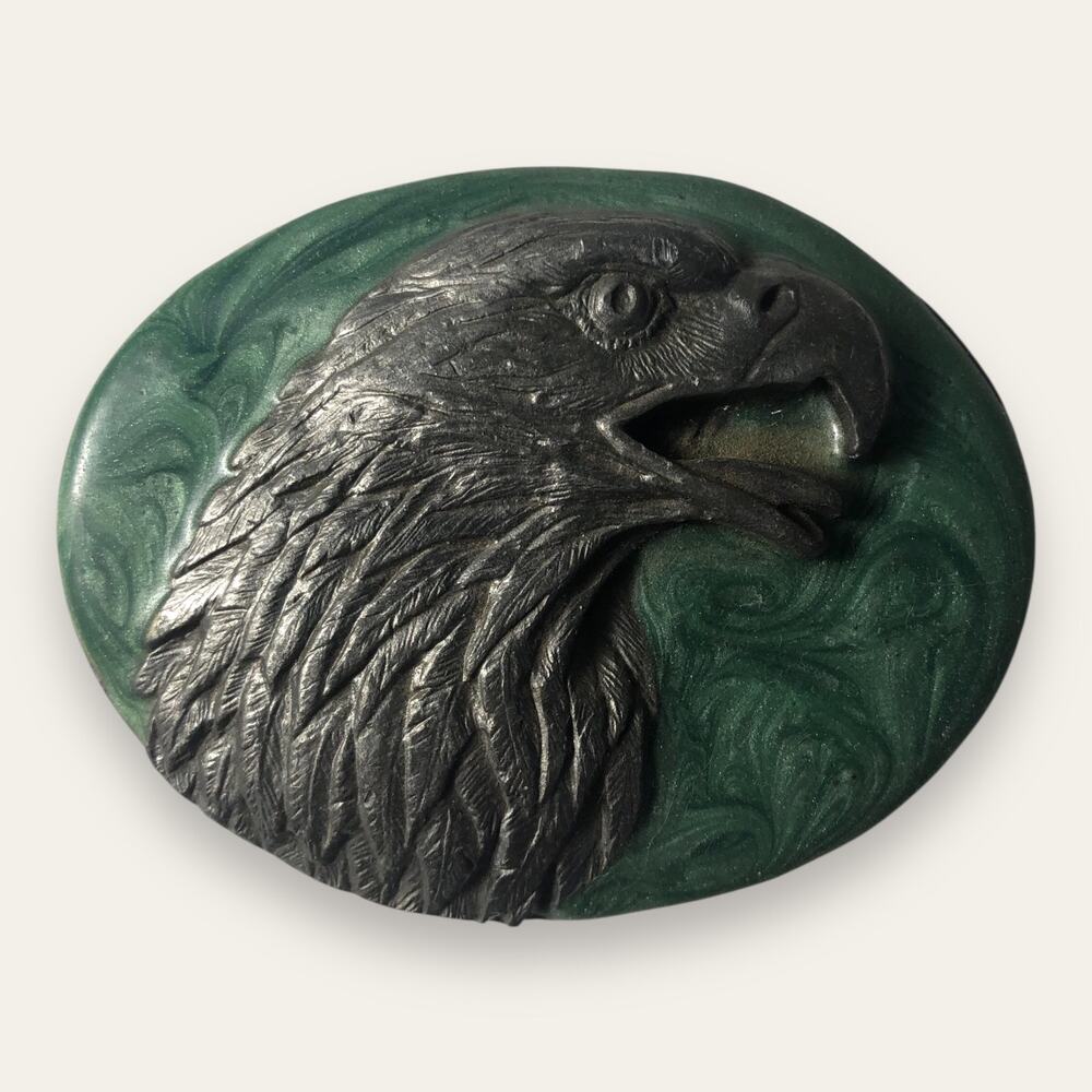 Vintage 1980s 80s Siskiyiou Buckle Co Pewter 3D Eagle Belt Buckle Patriotic USA